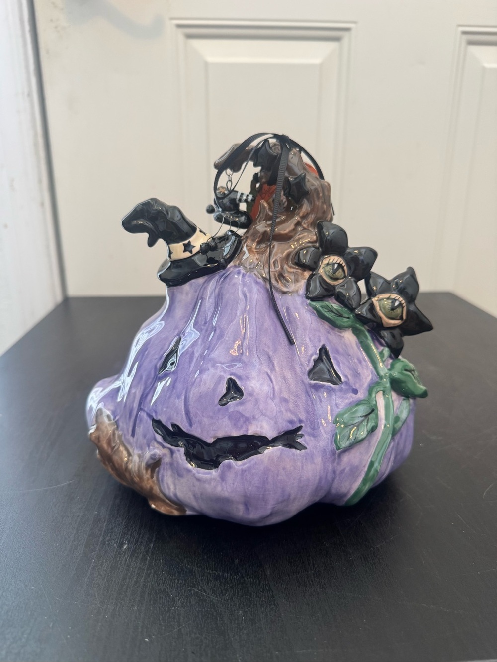 Blue Sky Clayworks Heather Goldminc Purple Pumpkin Jack O Lantern Halloween